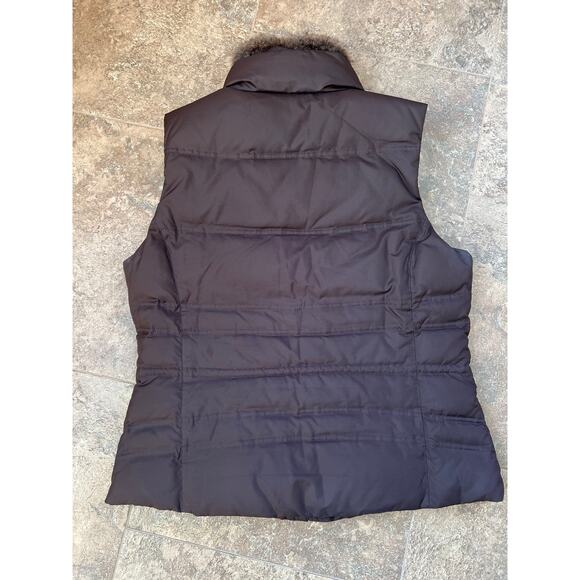 Eddie Bauer Goose Down detachable faux fur collar Puffer vest, brown, women's L - Picture 9 of 10